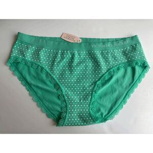 Victorias Secret Vintage Hiphugger Panty Seamless Lace Polka Dot Teal Size M
